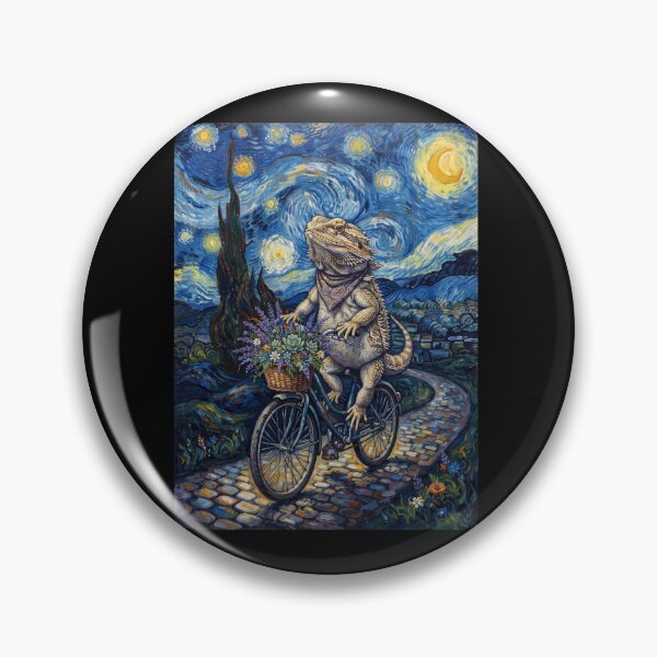 Item preview, Bearded Dragon Biking Bike Starry Night Van Gogh Art Animal Lover designed and sold by dian-rody-crest.