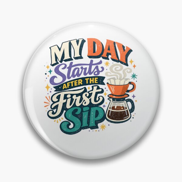 Item preview, My Day Starts After the First Sip Funny Coffee Lover Retro Caffeine Art Design designed and sold by inkoutninja.