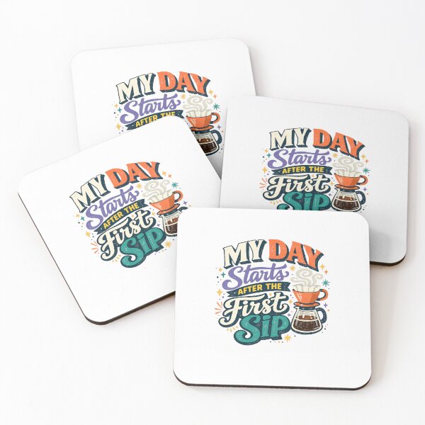 Item preview, My Day Starts After the First Sip Funny Coffee Lover Retro Caffeine Art Design designed and sold by inkoutninja.