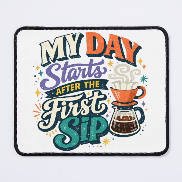 Item preview, My Day Starts After the First Sip Funny Coffee Lover Retro Caffeine Art Design designed and sold by inkoutninja.