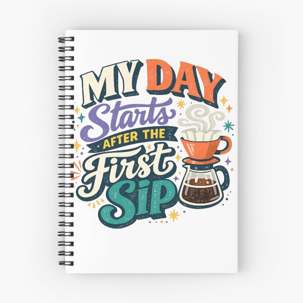 Item preview, My Day Starts After the First Sip Funny Coffee Lover Retro Caffeine Art Design designed and sold by inkoutninja.