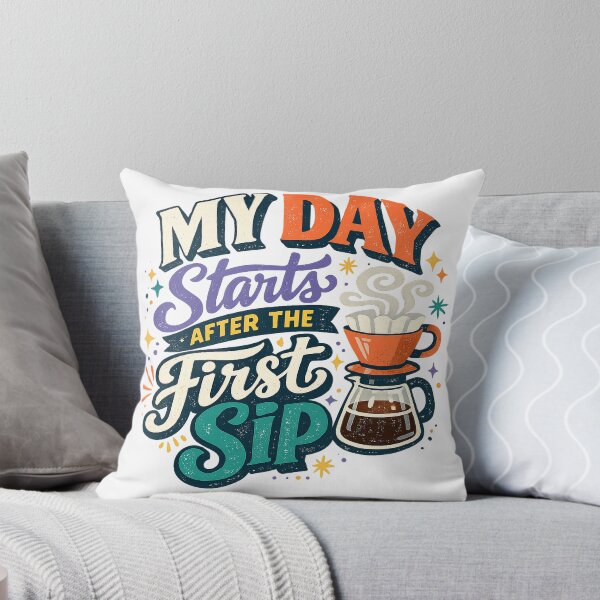 Item preview, My Day Starts After the First Sip Funny Coffee Lover Retro Caffeine Art Design designed and sold by inkoutninja.