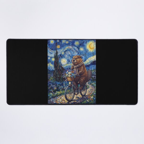 Item preview, Beaver Biking Bike Starry Night Van Gogh Art Animal Lover designed and sold by dian-rody-crest.