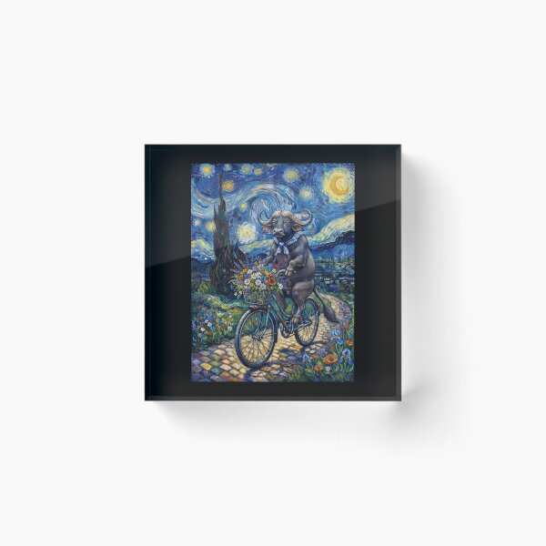 Item preview, Buffalo Biking Bike Starry Night Van Gogh Art Animal Lover designed and sold by dian-rody-crest.