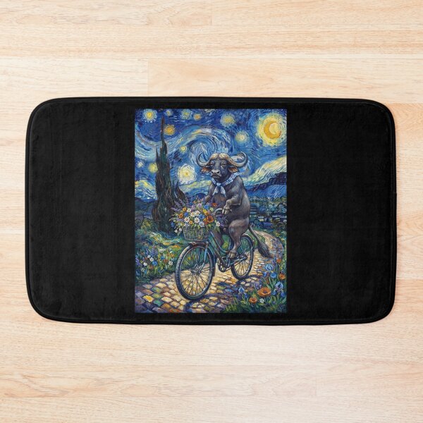 Item preview, Buffalo Biking Bike Starry Night Van Gogh Art Animal Lover designed and sold by dian-rody-crest.
