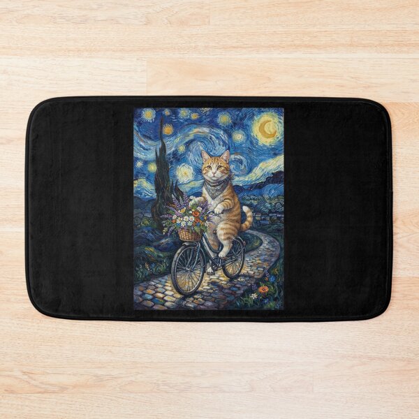 Item preview, Cat Biking Bike Starry Night Van Gogh Art Animal Lover designed and sold by dian-rody-crest.