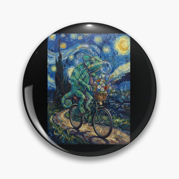 Item preview, Chameleon Biking Bike Starry Night Van Gogh Art Animal Lover designed and sold by dian-rody-crest.