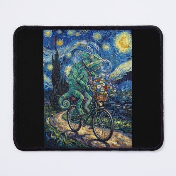 Item preview, Chameleon Biking Bike Starry Night Van Gogh Art Animal Lover designed and sold by dian-rody-crest.