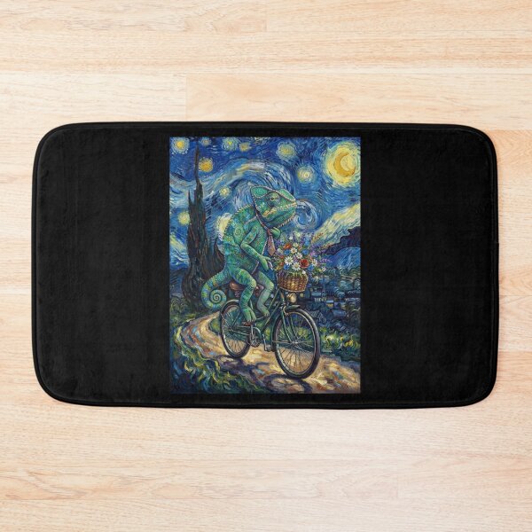 Item preview, Chameleon Biking Bike Starry Night Van Gogh Art Animal Lover designed and sold by dian-rody-crest.