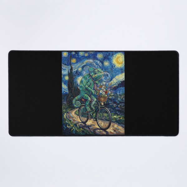 Item preview, Chameleon Biking Bike Starry Night Van Gogh Art Animal Lover designed and sold by dian-rody-crest.