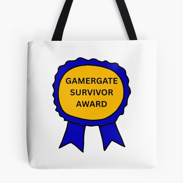Item preview, Gamergate Survivor Award Satirical Retro Blue Ribbon Design designed and sold by HellFrogsart.