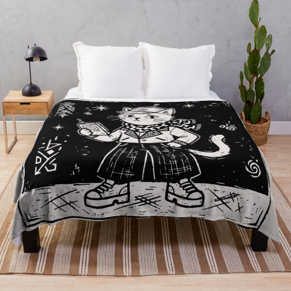 Item preview, Vintage Paranormal Investigator Cat Retro Sci-Fi Linocut Art designed and sold by Cipher & Soul.