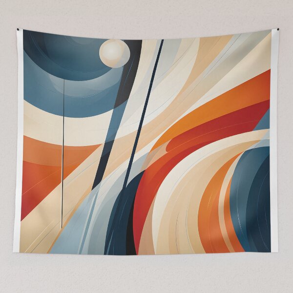 Item preview, Flowing Orange and Blue Mid Century Geometric Abstract designed and sold by GutyzDesignsES.