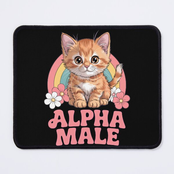 Item preview, Cute Kitten Alpha Male Retro Rainbow designed and sold by FrogBox-Studio.