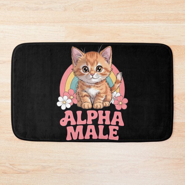 Item preview, Cute Kitten Alpha Male Retro Rainbow  designed and sold by FrogBox-Studio.