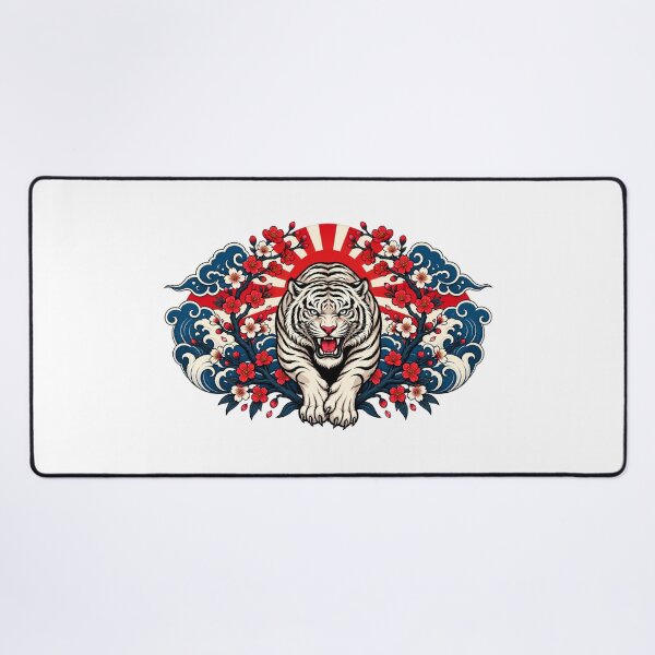 Item preview, Japanese White Tiger Sakura | Japanese Tiger Waves Cherry Blossom Art designed and sold by MrDev.