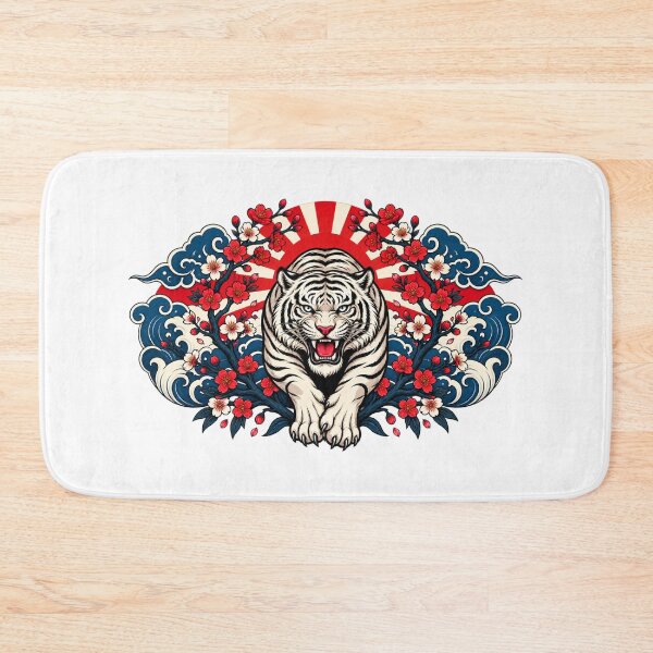 Item preview, Japanese White Tiger Sakura | Japanese Tiger Waves Cherry Blossom Art designed and sold by MrDev.