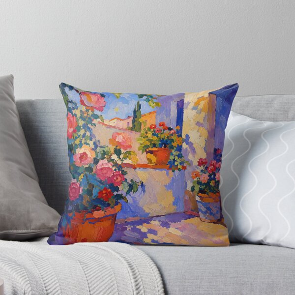 Item preview, Colorful Mediterranean Rose Garden Courtyard Impasto Painting designed and sold by GutyzDesignsES.