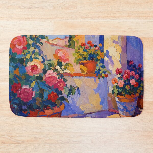 Item preview, Colorful Mediterranean Rose Garden Courtyard Impasto Painting designed and sold by GutyzDesignsES.