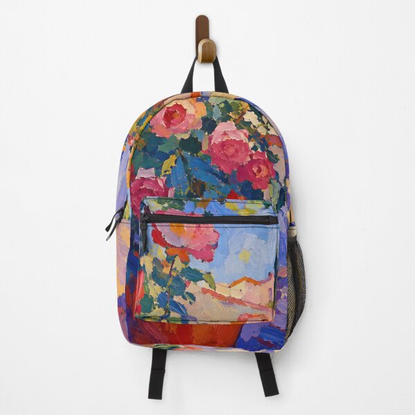 Item preview, Colorful Mediterranean Rose Garden Courtyard Impasto Painting designed and sold by GutyzDesignsES.