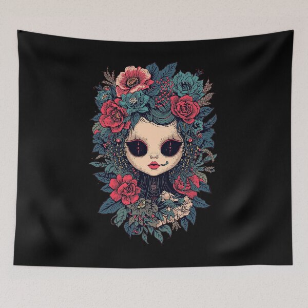 Item preview, Mystic Floral Goth Doll: Dark Botanical Art designed and sold by  Mythical Entanglement.