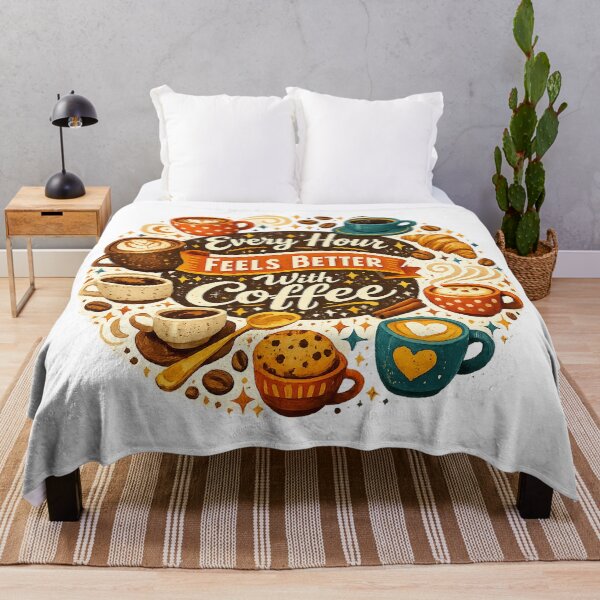 Item preview, Every Hour Feels Better With Coffee Cozy Retro Coffee Lover Art Design designed and sold by inkoutninja.