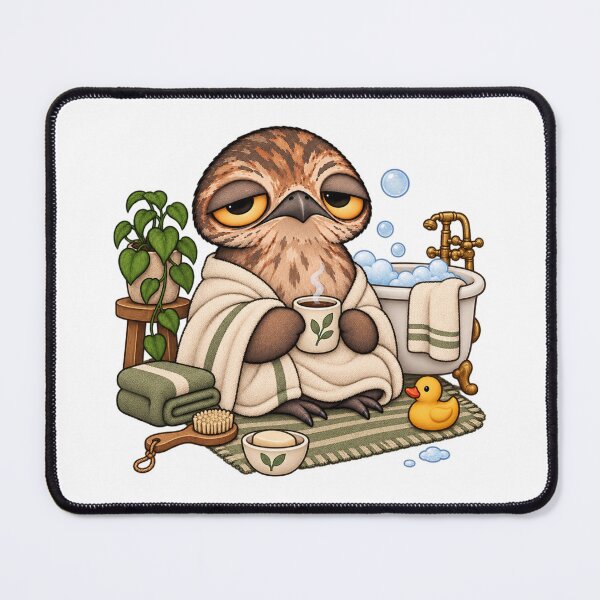 Item preview, Cozy Potoo Bird Bath | Sleepy Potoo Coffee Lover Cute Bathroom Art designed and sold by MrDev.