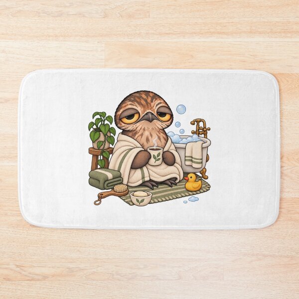 Item preview, Cozy Potoo Bird Bath | Sleepy Potoo Coffee Lover Cute Bathroom Art designed and sold by MrDev.