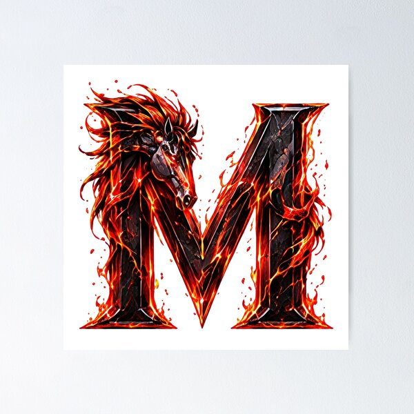 Item preview, Embermane Ironstride: The Year of the Horse Letter M designed and sold by BlissBlvdShop.