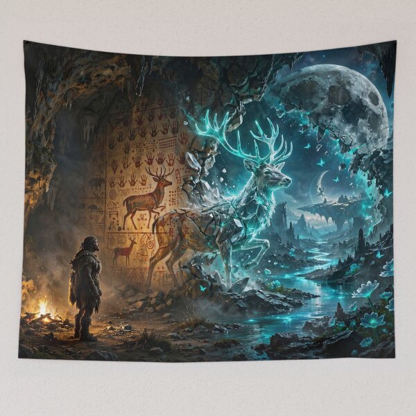Item preview, Echoes Beyond the First World – The Crystal Stag designed and sold by DreamyWallVibes.