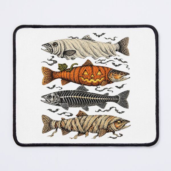 Item preview, Halloween Trout Fish Ghost Pumpkin Skeleton Mummy designed and sold by Suzu Comena.