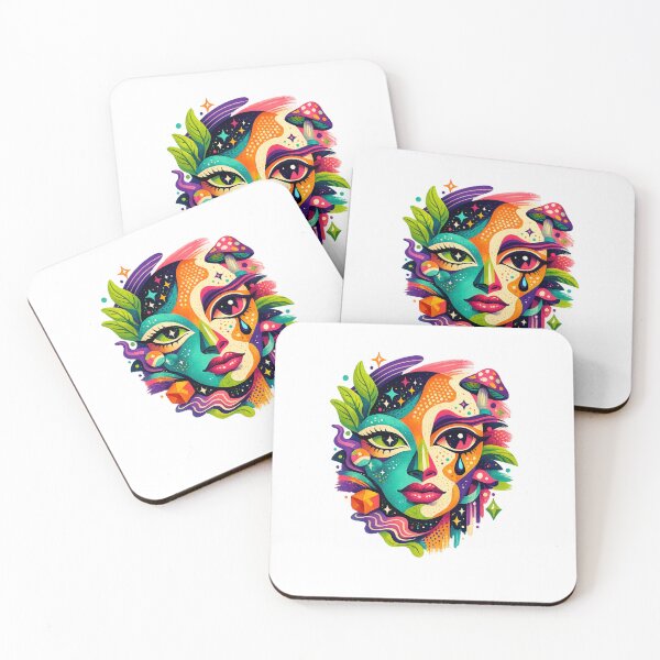 Item preview, Surreal Psychedelic Face Mushroom Cosmic Botanical Colorful Art Design designed and sold by inkoutninja.