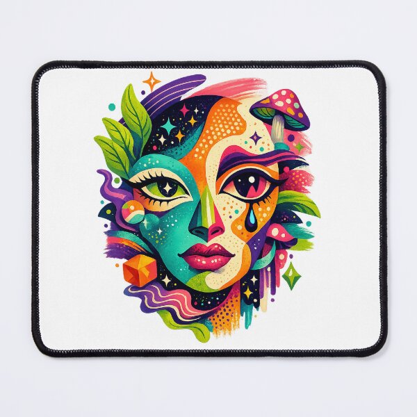Item preview, Surreal Psychedelic Face Mushroom Cosmic Botanical Colorful Art Design designed and sold by inkoutninja.