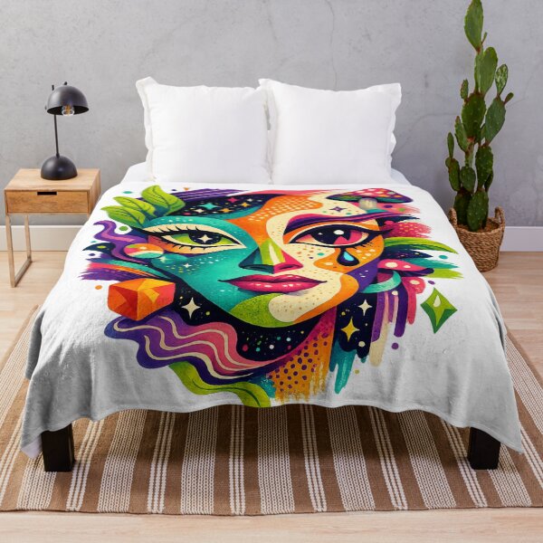 Item preview, Surreal Psychedelic Face Mushroom Cosmic Botanical Colorful Art Design designed and sold by inkoutninja.