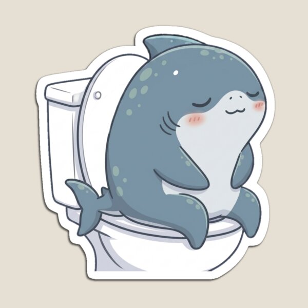 Item preview, Cute Shark On Toilet designed and sold by Nature's Chibis.