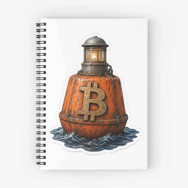 Item preview, Bitcoin Buoy in Waves Sticker — BTC Floating on Rising Sea designed and sold by Crypto-Joe.