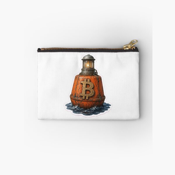 Item preview, Bitcoin Buoy in Waves Sticker — BTC Floating on Rising Sea designed and sold by Crypto-Joe.