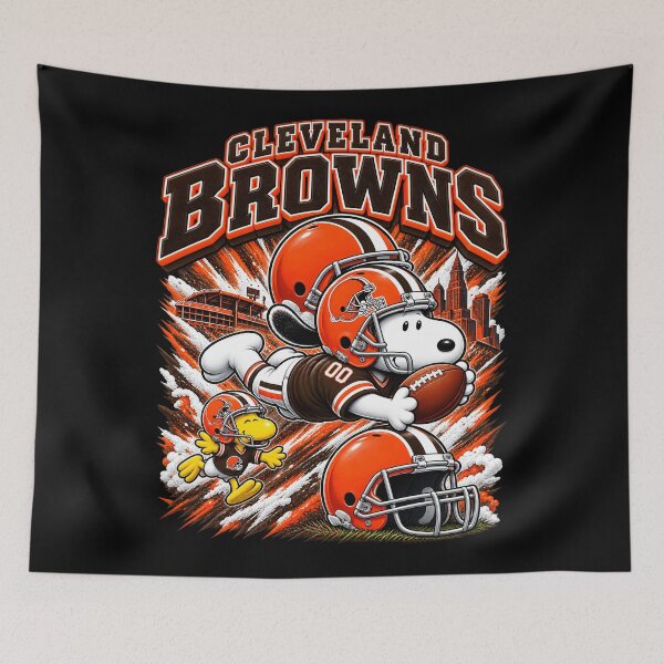 Aperçu de l'œuvre Snoopy Cleveland Browns, plongeon spectaculaire, réception de football américain créée et vendue par CaneufeyCip.