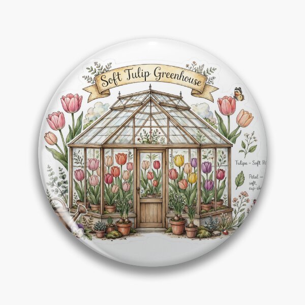 Item preview, Soft Tulip Greenhouse Flower Sticker designed and sold by FineLineBotanical .