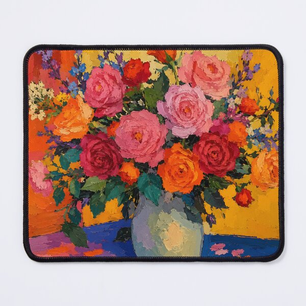 Item preview, Vibrant Rose Bouquet in Vase Colorful Impasto Floral Painting designed and sold by GutyzDesignsES.