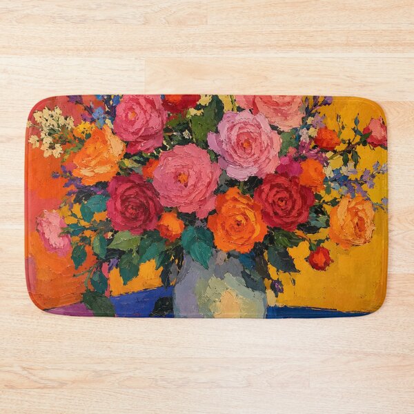 Item preview, Vibrant Rose Bouquet in Vase Colorful Impasto Floral Painting designed and sold by GutyzDesignsES.