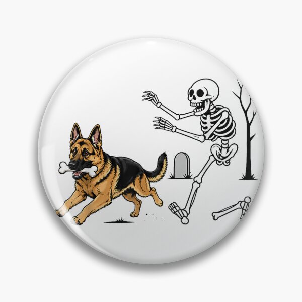 Item preview, German Shepherd Dog Stealing Bone from Skeleton Halloween designed and sold by Denenberg Jardel.