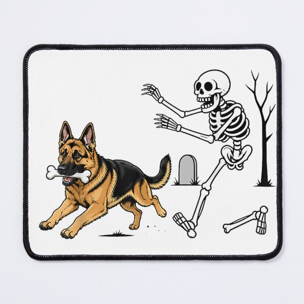 Item preview, German Shepherd Dog Stealing Bone from Skeleton Halloween designed and sold by Denenberg Jardel.