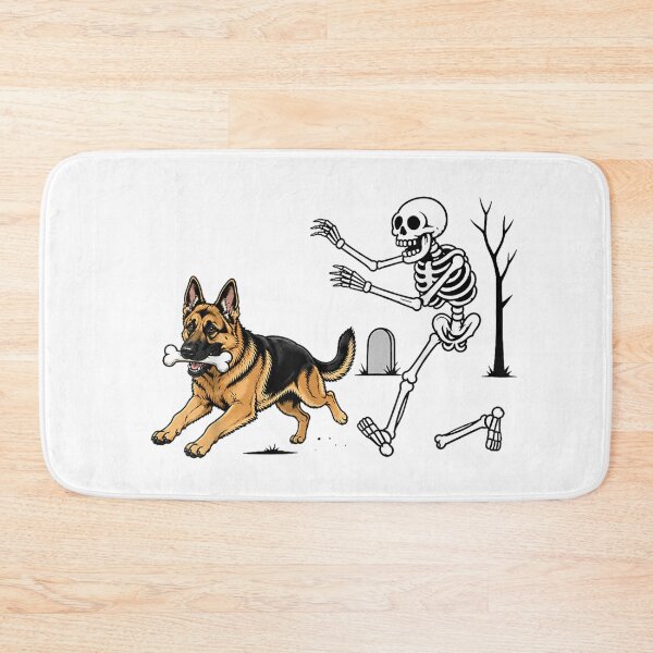 Item preview, German Shepherd Dog Stealing Bone from Skeleton Halloween designed and sold by Denenberg Jardel.