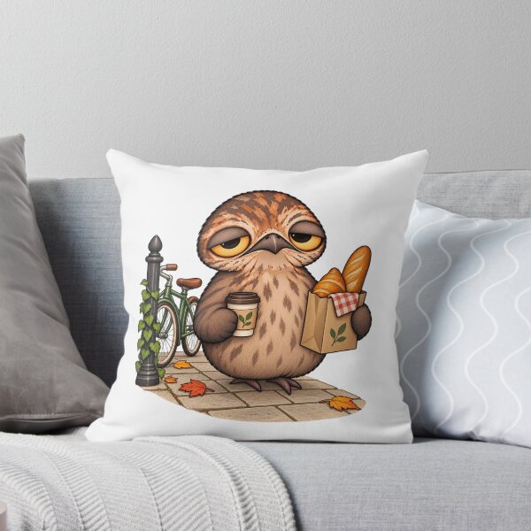 Item preview, Sleepy Potoo Bird Coffee & Bread | Cute Cozy Autumn Bicycle Design designed and sold by MrDev.