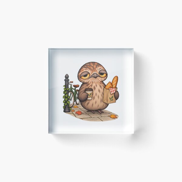 Item preview, Sleepy Potoo Bird Coffee & Bread | Cute Cozy Autumn Bicycle Design designed and sold by MrDev.