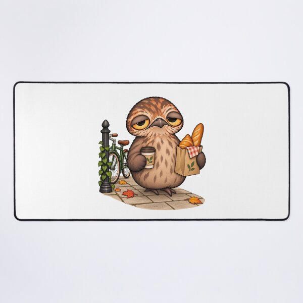 Item preview, Sleepy Potoo Bird Coffee & Bread | Cute Cozy Autumn Bicycle Design designed and sold by MrDev.