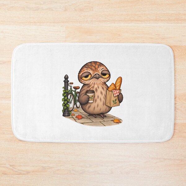 Item preview, Sleepy Potoo Bird Coffee & Bread | Cute Cozy Autumn Bicycle Design designed and sold by MrDev.