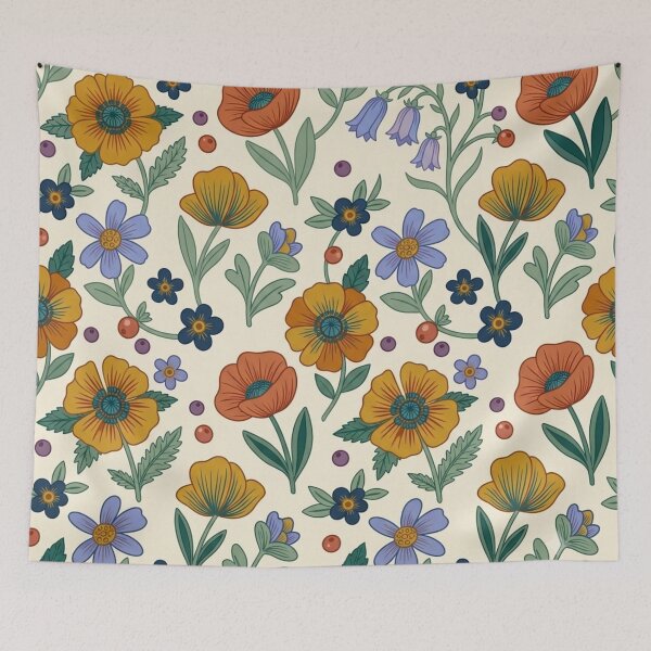 Item preview, Vintage Retro Botanical Floral Pattern designed and sold by ShivCraftStudio.