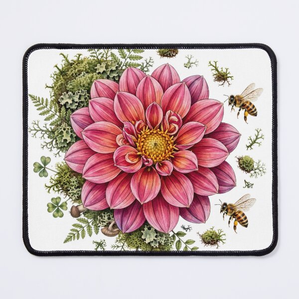 Item preview, Dahlia Bee Mossy Flower Sticker designed and sold by RareBotanical .